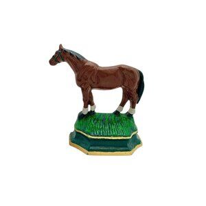 Horse Doorstop Cast Iron Hand Painted Vintage Equestrian Decor